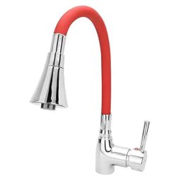 Aquieen Fluid Stainless Steel 304 Red Table Mounted Kitchen Sink Mixer with Connecting Hoses &a; Installation Kit-picture-32