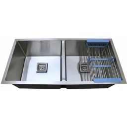 Happy Homes 45x20x10 inch Silver Satin Finish Stainless Steel 304 Double Bowl Kitchen Sink, HH-01-image-18