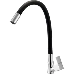 Prestige Orion Brass Chrome Finish Black Flexible Swan Neck Basin Tap-image-81