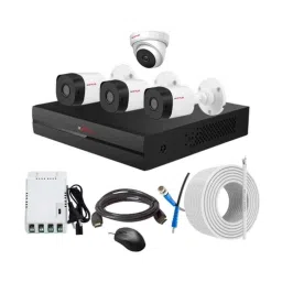 CP Plus 2.4MP Indoor &a; Outdoor CCTV Combo Kit with 4Ch DVR, 3 Bullet 1 Dome Camera, 4Ch SMPS, 70m Copper Cable &a; Connectors-91