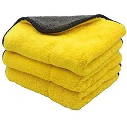 Viva City Yellow &a; Black Microfiber &a; Cotton Dual Sided Extra Thick Plush Car Cleaning Cloth, (Pack of 3)-picture-41