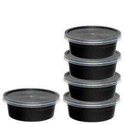 Divatos 50ml Plastic Black Round Container with Lid, DI50MLRCTBK (Pack of 50)-24