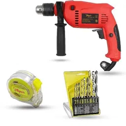 Hillgrove 700W 13mm Power Drill Machine with 9 Pcs Drill Bits &a; Measuring Tape, HGCM1351-9