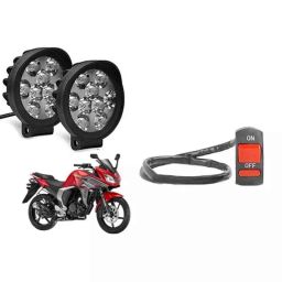 Cartronics 2 Pcs 9 Round Cap LED Fog Light Set with On/Off Switch for Yamaha Fazer 25-picture-20
