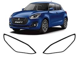 SureStrive 2 Pcs Glossy Black Chrome Finish Head-Light Cover Set for Maruti Suzuki New Swift 2018-27