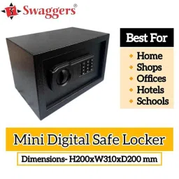 Swaggers 8.5L Iron Black Portable Mini Digital Safe Locker with Password &a; Key Security image 3