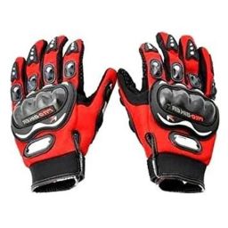 AOW PRO BIKERZ FULL FINGERD GLOVES, (RED) L SIZE.-25