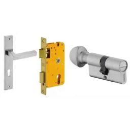 Dorset HL Series Nero 60mm Stainless Steel Door Handle Lock Set with Coin &a; Knob (Pack of 3)-image-66
