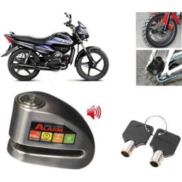 Auto Pearl Steel Black Anti-Theft Alarm Disc Brake Lock for Splendor NXG, Lock_279-22