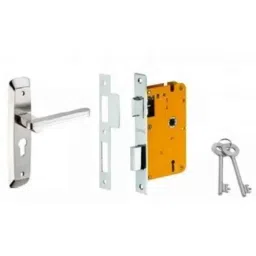 Dorset HL Series Art 8 inch Stainless Steel Silver Chrome Finish Door Handle Lock Set with KY Mortise Lever Lock (Pack of 2)-picture-12