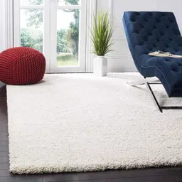 Carpetify 3x5ft Cream Microfiber Shaggy Fur Carpet, 1013YAJVD4Q-image-3