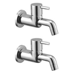 Drizzle Flora 2 Pcs Brass Chrome Finish Silver Long Body Bib Cock Set, ALONGFLORA2-picture-13