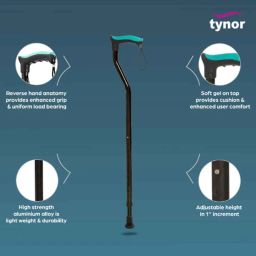 Tynor Walking Stick with Soft Top Handle, Size: Universal image 3