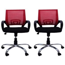 Regent Voom Net &a; Metal Black Red Chair with Modle Handle (Pack of 2)-112