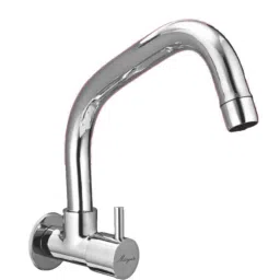 Mayur Ocich Brass Wall Mount Chrome Plated Silver Sink Cock with Ext Rotating Spout-image-37