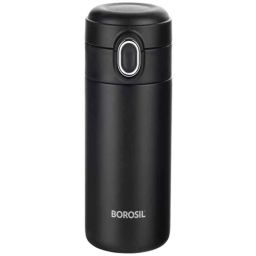 Borosil 300ml Stainless Steel Black Double Wall Hydra Vacuum Insulated Traveller Flask, BT300BLK126-picture-31
