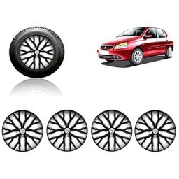 Auto Pearl 4 Pcs 14 inch ABS Black &a; Silver Press Type Fitting Car Wheel Cover Set for Tata Indigo-43