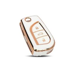 Flymaster Thermoplastic Polyurethane White TPU Car Key Cover, WHITE-TPURKE-21-47