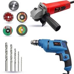 Walkers 800W Angle Grinder, 500W 10mm Drill Machine, 5 Pcs Wheel &a; 5 Pcs Drill Bits Combo, WKCB441-45