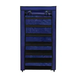Urban Choice 7 Shelves Modular Metal Shoe Rack with Blue Cover for Entryway &a; Closet Storage-3