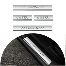 SureStrive 4 Pcs Stainless Steel Silver Footstep Sill Plate Set without LED for Hyundai Creta Type-1-picture-23