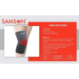 Samson Furo NE-0622 Fabric Black Knee Cap with Pull On Closure, Size: S image 2