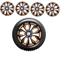 Auto Pearl 4 Pcs 12 inch Copper &a; Black ABS Press Type Hubcap Wheel Cover Set with Retention Ring for All Cars-14