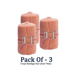 Easycrepe 6cmx4m Cotton Elastic Beige Crepe Bandage, (Pack of 3)-10