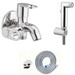 Prestige Prime Brass Chrome Finish 2 Way Bib Cock with Push Button Health Faucet-picture-19