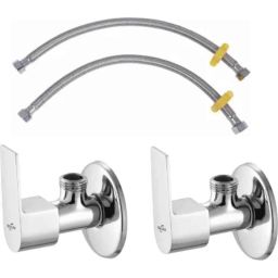 Neelkund Arya Brass Silver Chrome Plated Angle Valve with Hose Pipe (Pack of 2)-image-51