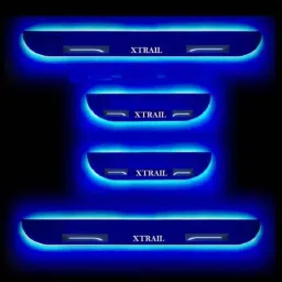 Car Accessories Hub 4 Pcs Acrylic Black Sill Scuff Plate Set with Blue LED for Nissan X-Trail All Model-image-9