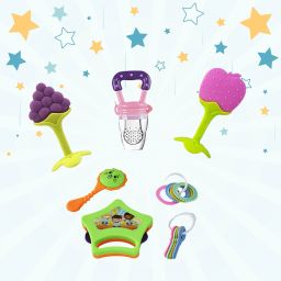 Baby Rattles Toys (Set of 4) with Two Teether And One Nibbler Rattle-image-75