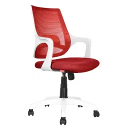 Rose Mono Mesh White &a; Red Medium Back Revolving Ergonomic Office Chair-image-19