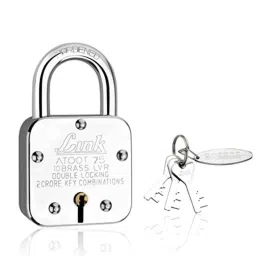 Link 75mm Steel Long Hardened Shackle Padlock with 10 Brass Lever, 3 Silver Keys &a; Keychain, Atoot 75-picture-14
