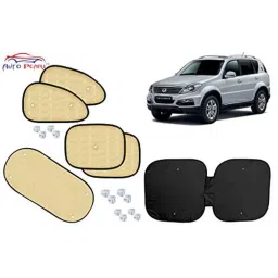 Auto Pearl 6 Pcs PVC &a; Mesh Beige Window, Front &a; Rear Sun Shade Set for Ssangyong Rexton, Chipkoo_Beige6_SsangYong Rexton-picture-27