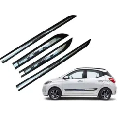 SureStrive 4 Pcs Black &a; Silver Side Door Car Beading Set for Hyundai Nios All Model-18