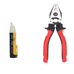 Hillgrove HGCM466M1 8 inch Heavy Duty Grip Multipurpose Combination Lineman Plier &a; Non-Contact Voltage Tester Combo, HGCM833-33