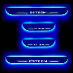 SureStrive 4 Pcs Acrylic Black Car Door Footstep Sill Scuff Plate Set with Blue LED for Maruti Suzuki Esteem All Model-image-26