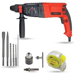 Hillgrove 1200W Forward &a; Reverse Rotation Hammer Impact Drill Machine with 5 Pcs SDS Plus Bit, Drill Chuck, SDS Adapter &a; Measuring Tape, HGCM1253-15