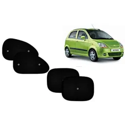 Auto Pearl 4 Pcs PVC &a; Mesh Black Window Side Sun Shade Set for Chevrolet Spark, Curtain_Chipkoo_4_Spark-picture-42
