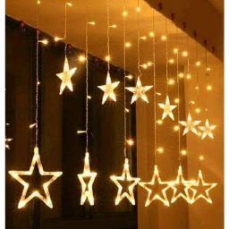 Tucasa 12 Stars Yellow Star Light Curtain with Flickering Controller, DW-429-12