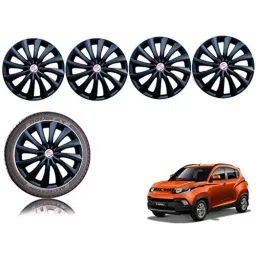Auto Pearl 4 Pcs 14 inch Black ABS Press Type Hubcap Wheel Cover Set with Retention Ring for Mahindra KUV100-picture-24