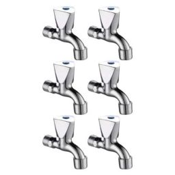 Drizzle AcuraMini 6 Pcs Brass Chrome Finish Silver Bib Cock Set with Foam Flow, BIBACURAMINI6-6