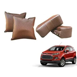 Kozdiko Faux Leather Cola One Pair Cushion Pillow &a; One Pair Neck Rest Combo for Ford Ecosport-picture-5