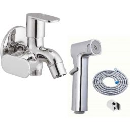 IRIS Ocean Brass Chrome Finish2 Way Bib Cock with Jazz Health Faucet-image-94