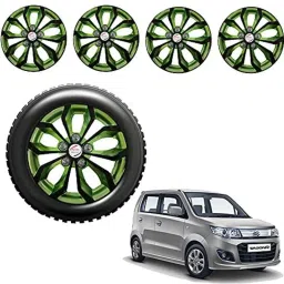 Auto Pearl 4 Pcs 13 inch ABS Black &a; Green Car Wheel Cover Set for Maruti Suzuki WagonR-picture-40
