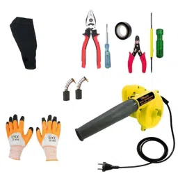 Hillgrove HGCM261M2 800W 18000rpm Electric Suction Dust Cleaner Air Blower, 5 Pcs Hand Tool Kit, Carbon Brushes &a; Gloves Combo, HGCM522-14