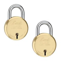 Link 65mm Brass Round Double Locking Padlock with Iron Lever, 3 Silver Keys &a; Free Key Hanger (Pack of 2)-picture-37