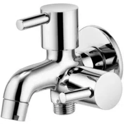 Fastgear 1/2 inch Brass Chrome Plated Turbo 2 Way Angle Wall &a; Bib Tap with Flange Fitting Twin Elbow Valve Faucet-image-98