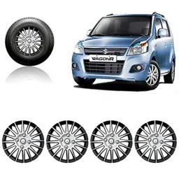 Auto Pearl 4 Pcs 14 inch Silver Press Fitting Wheel Cover Set for Maruti Suzuki Wagon-R VXI-picture-3